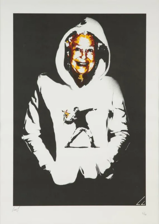 QUEEN IN BANKSY HOODIE by Levi C