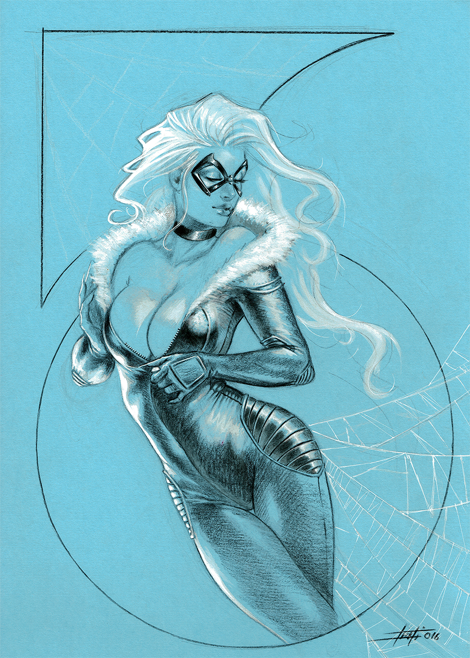 STAMPA ARTISTICA "BLACK CAT IN BLUE " BY LUCA STRATI